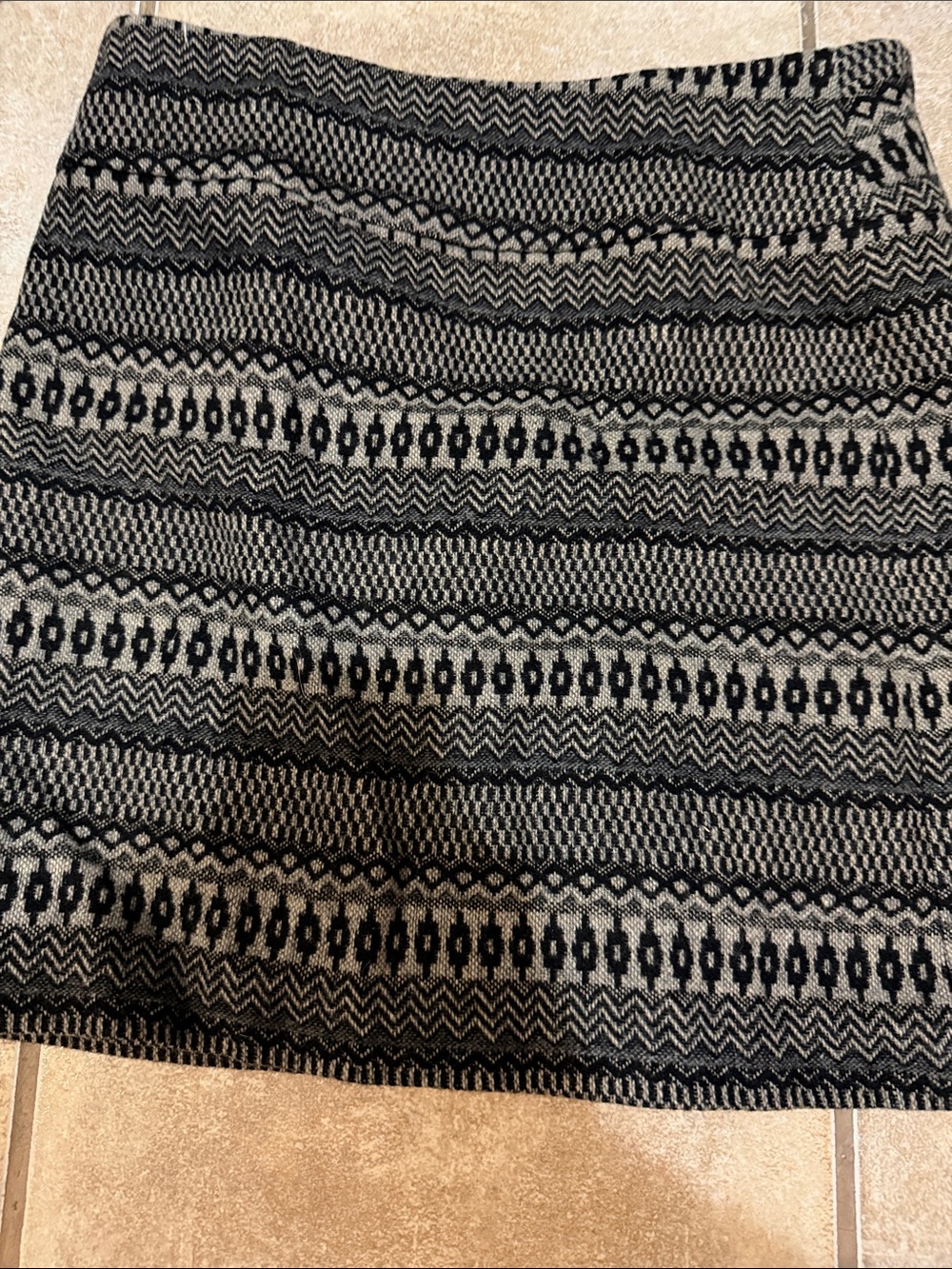 Dalia Black and Gray Patterned Knit Mini Skirt